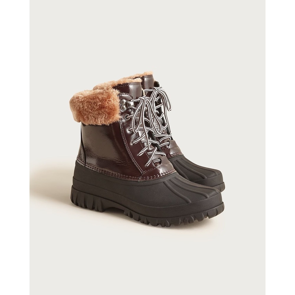 J. Crew Perfect Winter Boot Leather Sherpa Size 9